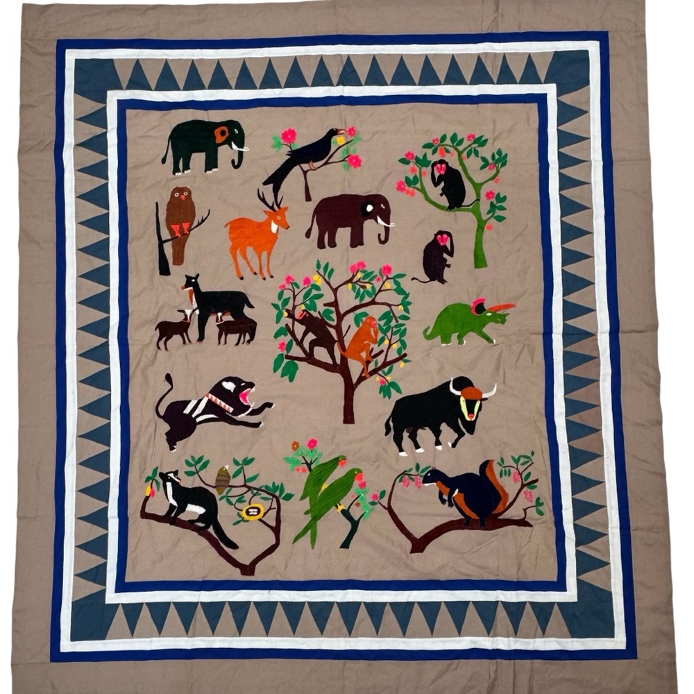 Vintage Hmong Embroidery Cloth Tree Of Life Textile Wall Hanging 62.5”
